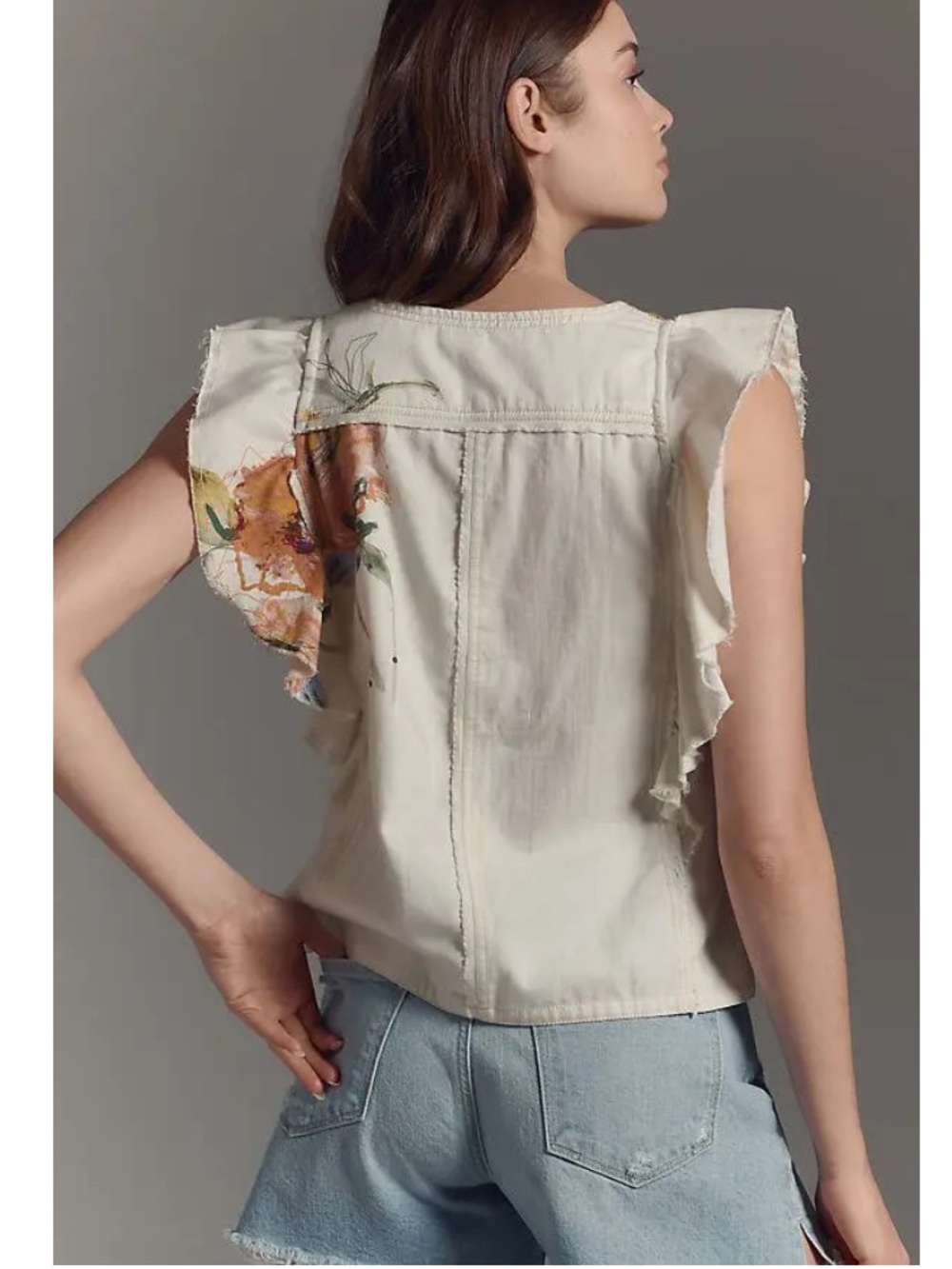 anthropologie Pilcro x leigh viner flutter sleeve blouse - Picture 2 of 8
